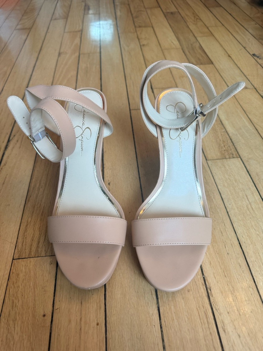 Jessica Simpson Women's Ankle-Strap Wedge Sandal in Nude - Picture 2 of 7
